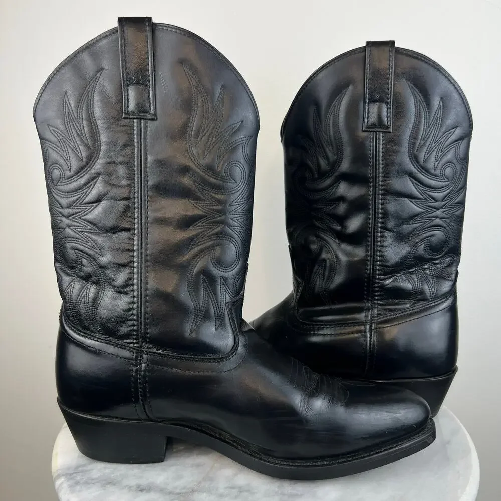Laredo Men's Black Genuine Leather Paris Western Cowboy Boots (Sz 11 Extra Wide)
